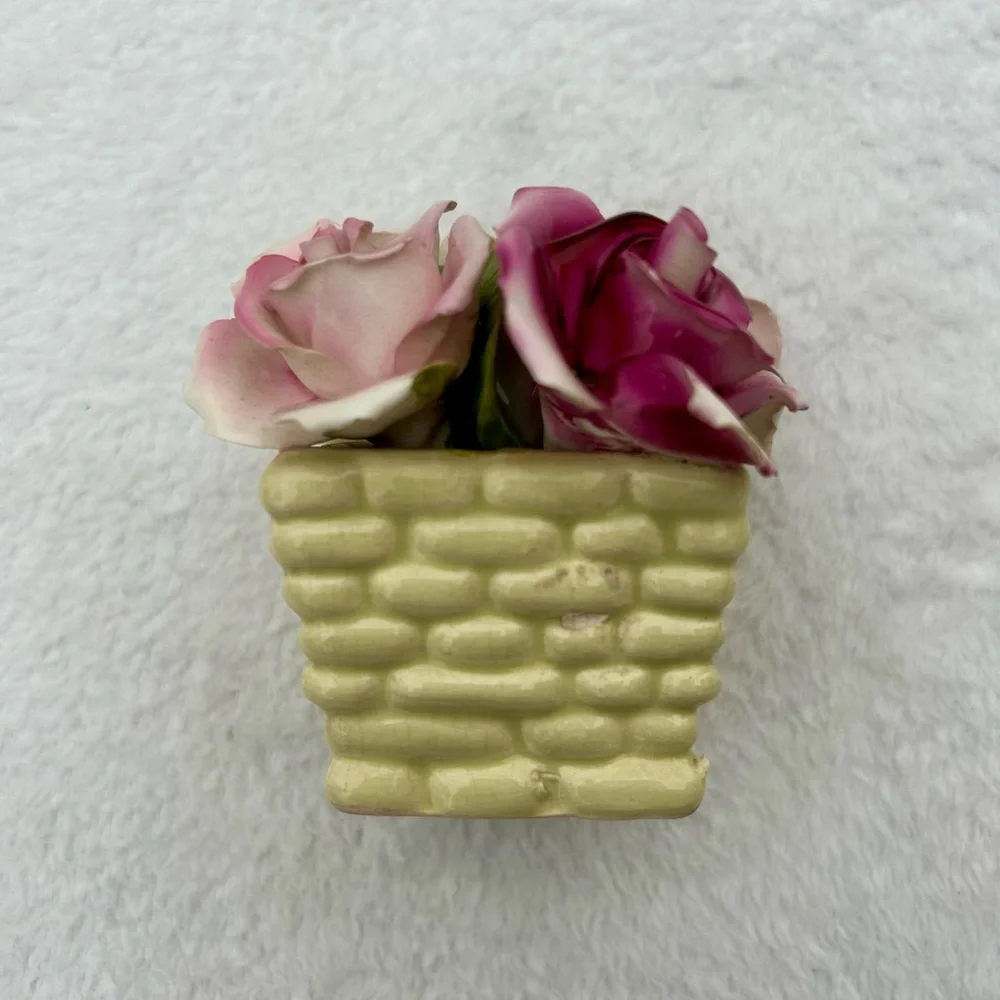 Vintage Thorley English Bone China Stafforshire England Carnation Flower Basket